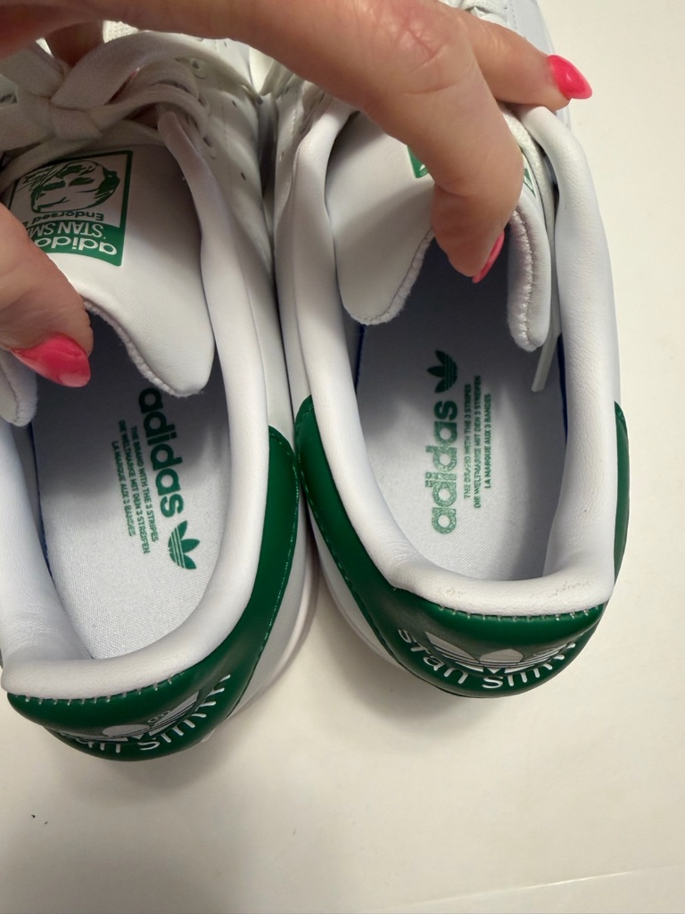 Adidas Womens Stan Smith White and Green Classic Sneakers - Picture 5 of 7